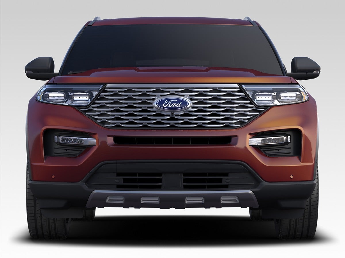 2021 Ford Explorer Limited in White Metallic — front three-quarter view