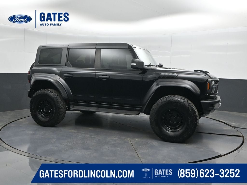 2023 Ford Bronco Raptor in Shadow Black — front three-quarter view