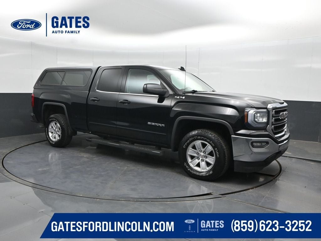 2018 GMC Sierra 1500 SLE in Onyx Black — front three-quarter view