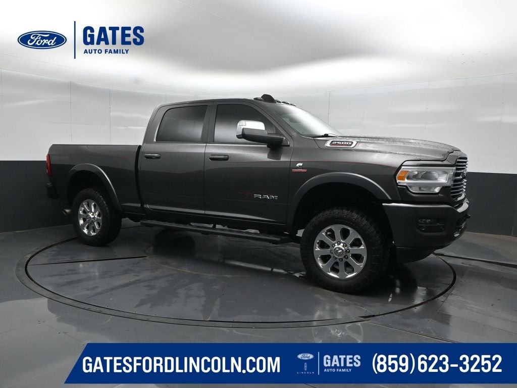 2020 RAM 2500 Laramie in Granite Crystal Metallic Clearcoat — front three-quarter view