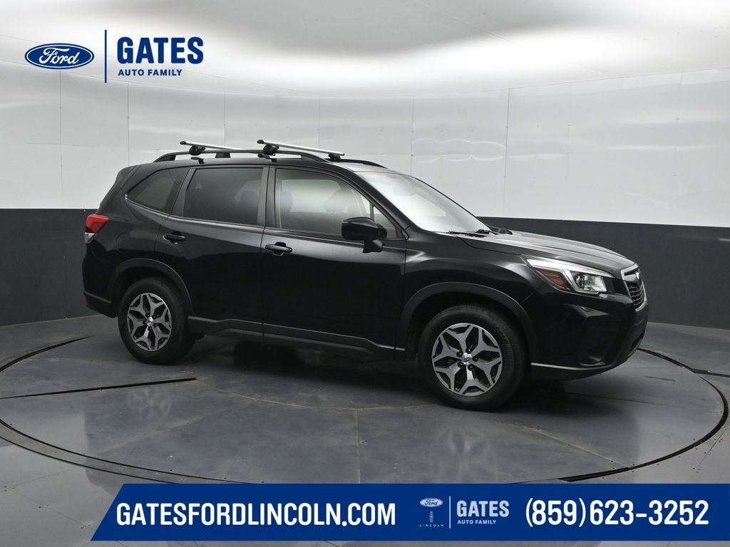 2020 Subaru Forester Premium in Crystal Black Silica — front three-quarter view