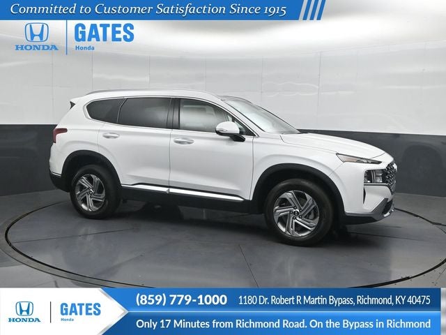 2023 Hyundai Santa Fe SEL in Serenity White Pearl — front three-quarter view