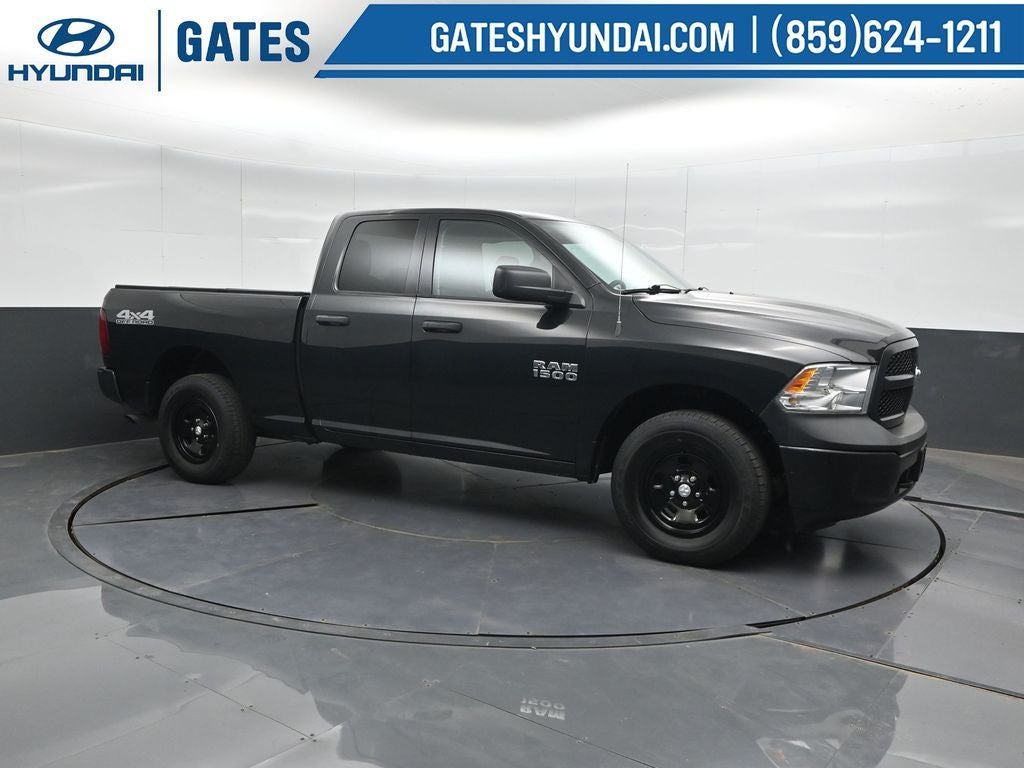 2018 RAM 1500 Tradesman in Brilliant Black Crystal Pearlcoat — front three-quarter view