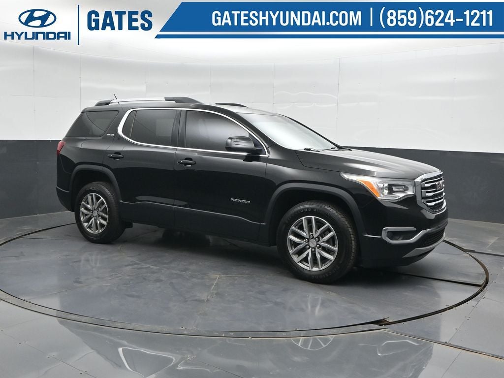 2017 GMC Acadia SLE-2 in Ebony Twilight Metallic — front three-quarter view