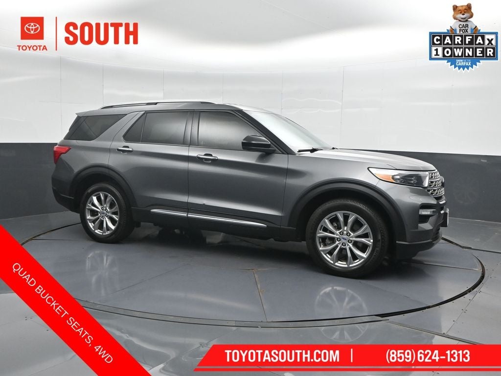 2023 Ford Explorer Limited in Carbonized Gray Metallic — front three-quarter view