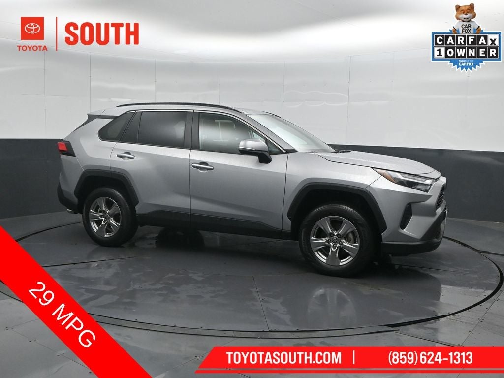 2024 Toyota RAV4 XLE in Silver Sky Metallic — front three-quarter view