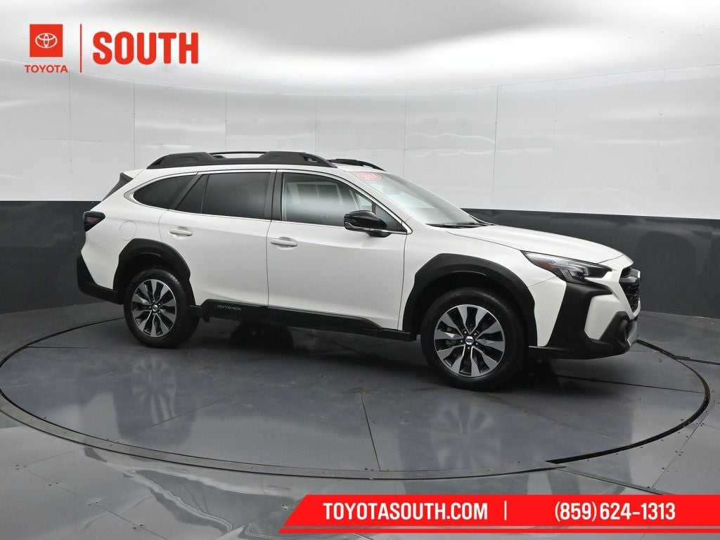 2024 Subaru Outback Limited in Crystal White Pearl — front three-quarter view