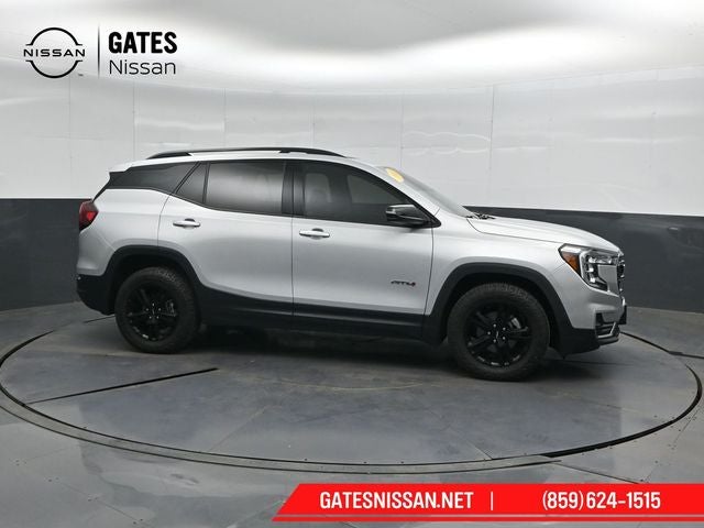 2022 GMC Terrain AT4 in Quicksilver Metallic — front three-quarter view