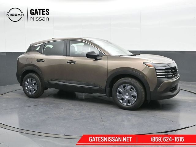 2025 Nissan Kicks S in Canyon Bronze Metallic — front three-quarter view