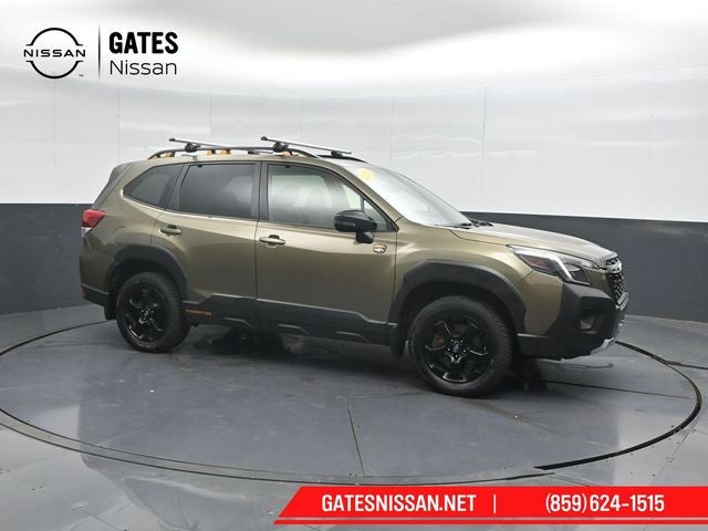 2022 Subaru Forester Wilderness in Autumn Green Metallic — front three-quarter view