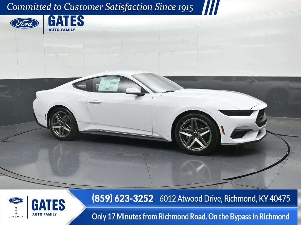 2026 Ford Mustang EcoBoost Premium in Oxford White — front three-quarter view
