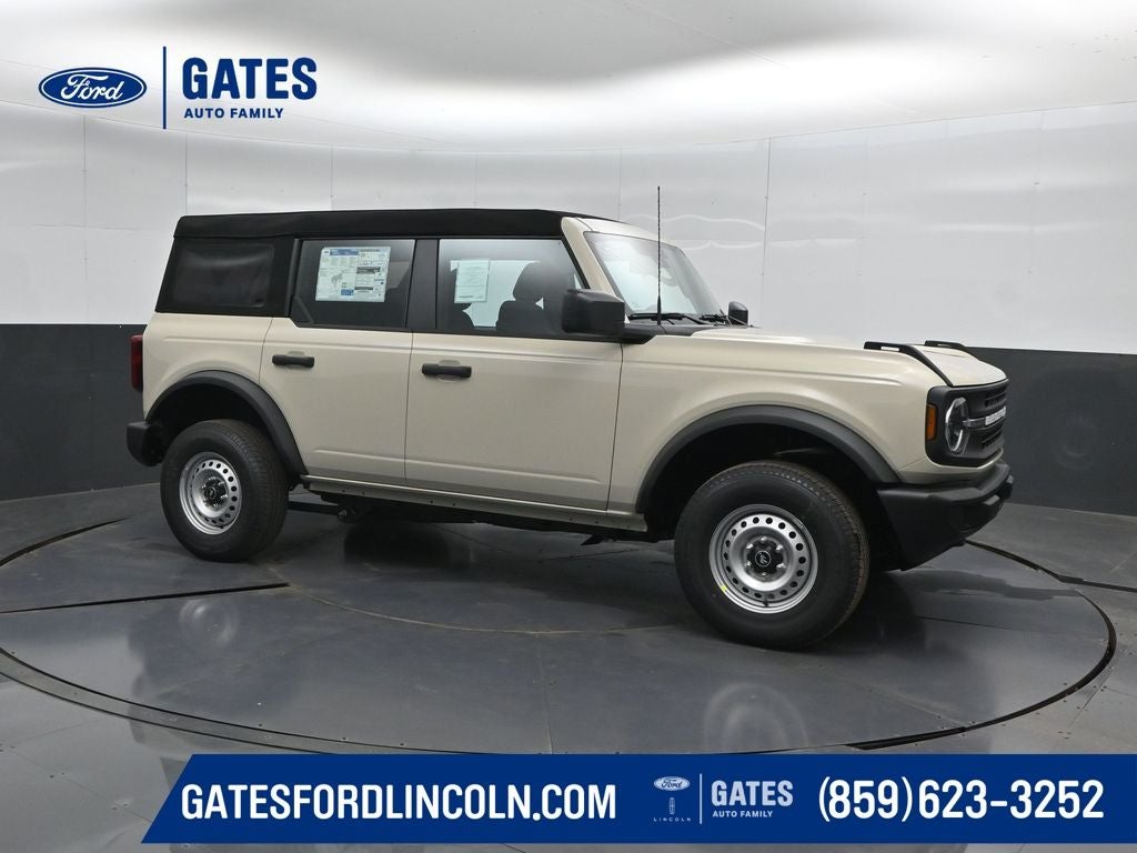 2026 Ford Bronco Base in Desert Sand — front three-quarter view