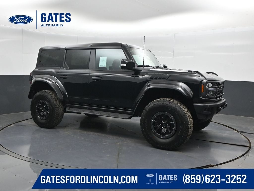 2026 Ford Bronco Raptor in Shadow Black — front three-quarter view