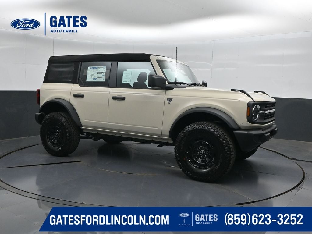 2026 Ford Bronco Base in Desert Sand — front three-quarter view