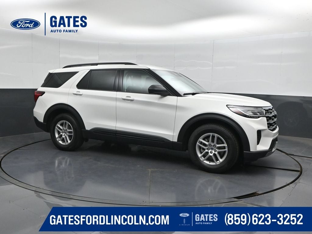 2026 Ford Explorer Active in Star White Metallic Tri-Coat — front three-quarter view