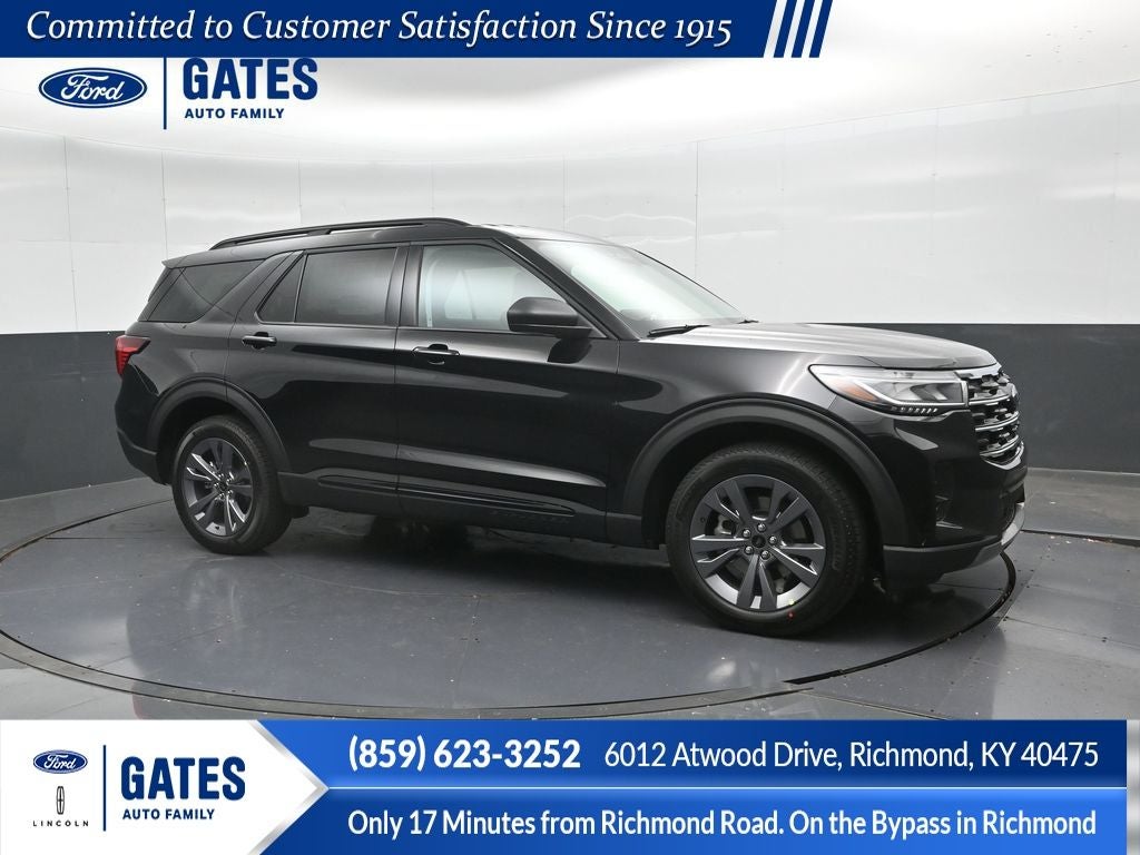 2026 Ford Explorer Active in Agate Black Metallic — front three-quarter view