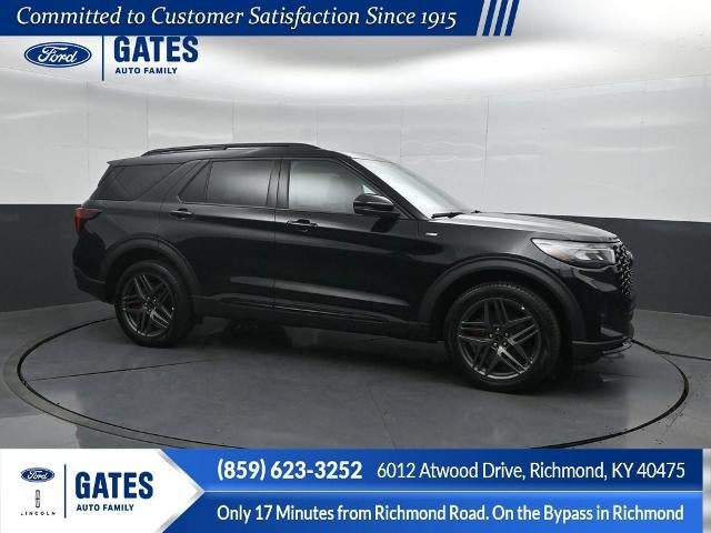 2026 Ford Explorer ST-Line in Agate Black Metallic — front three-quarter view
