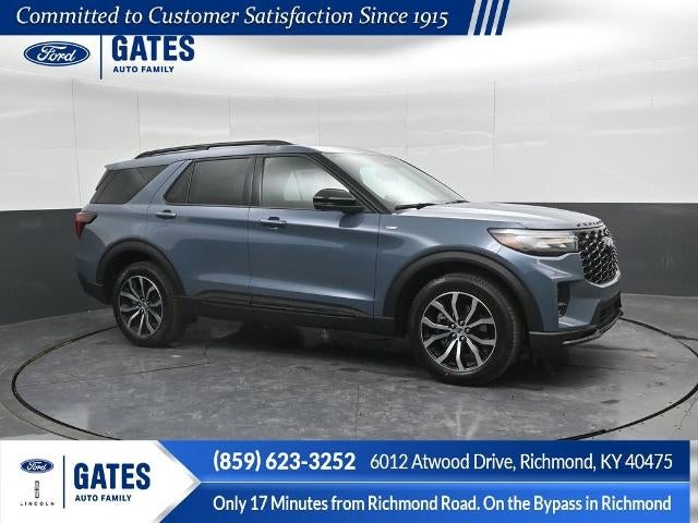 2026 Ford Explorer ST-Line in Vapor Blue Metallic — front three-quarter view