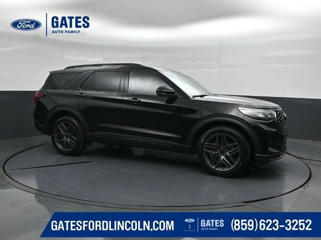 2026 Ford Explorer ST in Agate Black Metallic — front three-quarter view