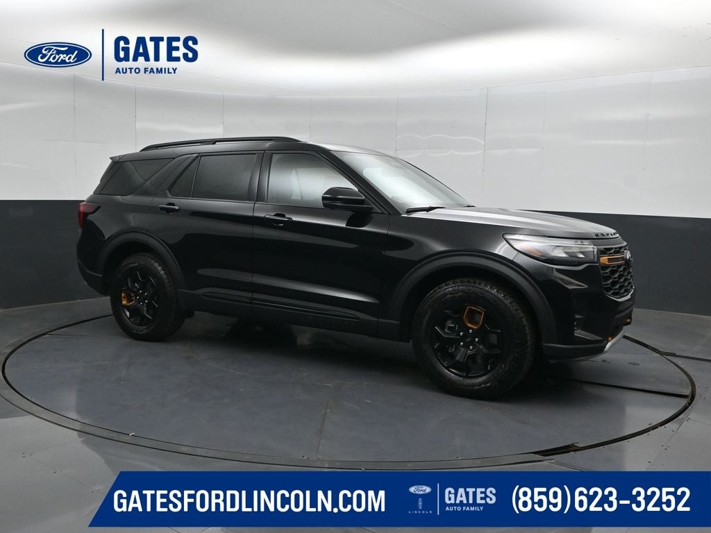 2026 Ford Explorer Tremor in Agate Black Metallic — front three-quarter view