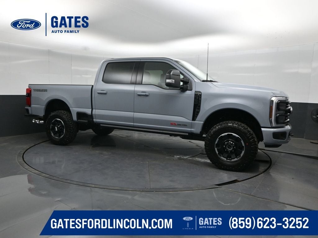 2026 Ford F-350SD Platinum in Glacier Gray Metallic Tri-Coat — front three-quarter view