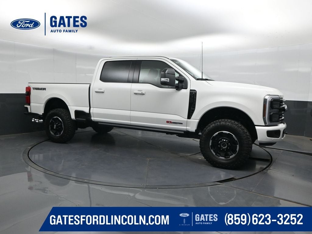 2026 Ford F-350SD Platinum in Star White Metallic Tri-Coat — front three-quarter view